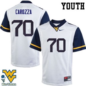 Youth West Virginia Mountaineers NCAA #70 D.J. Carozza White Authentic Nike Stitched College Football Jersey DF15D72VF